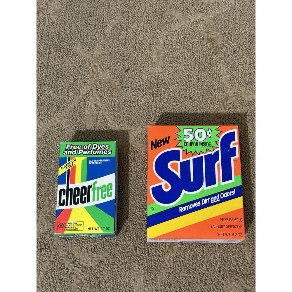 Lot Of 2 Vintage Laundry Detergent - Surf‎ Lever Brothers & Cheer Free Sample Sz